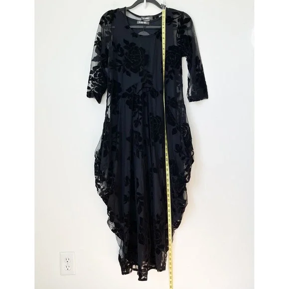 NEW Alembika After Dark Black Velvet Burnout Midi Dress Womens 8-10 - Picture 8 of 12